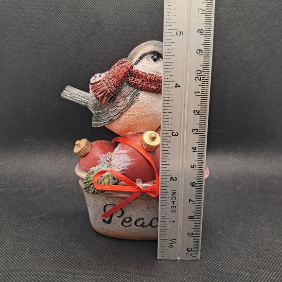 Christmas Peace Bird-5 " Tall - Table Decor-Painted Clay - Picture 7 of 9